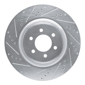 Dodge Viper Brake Rotor (1) - Front Left - R1 Concepts - Drilled & Slotted - Silver - `03-`17